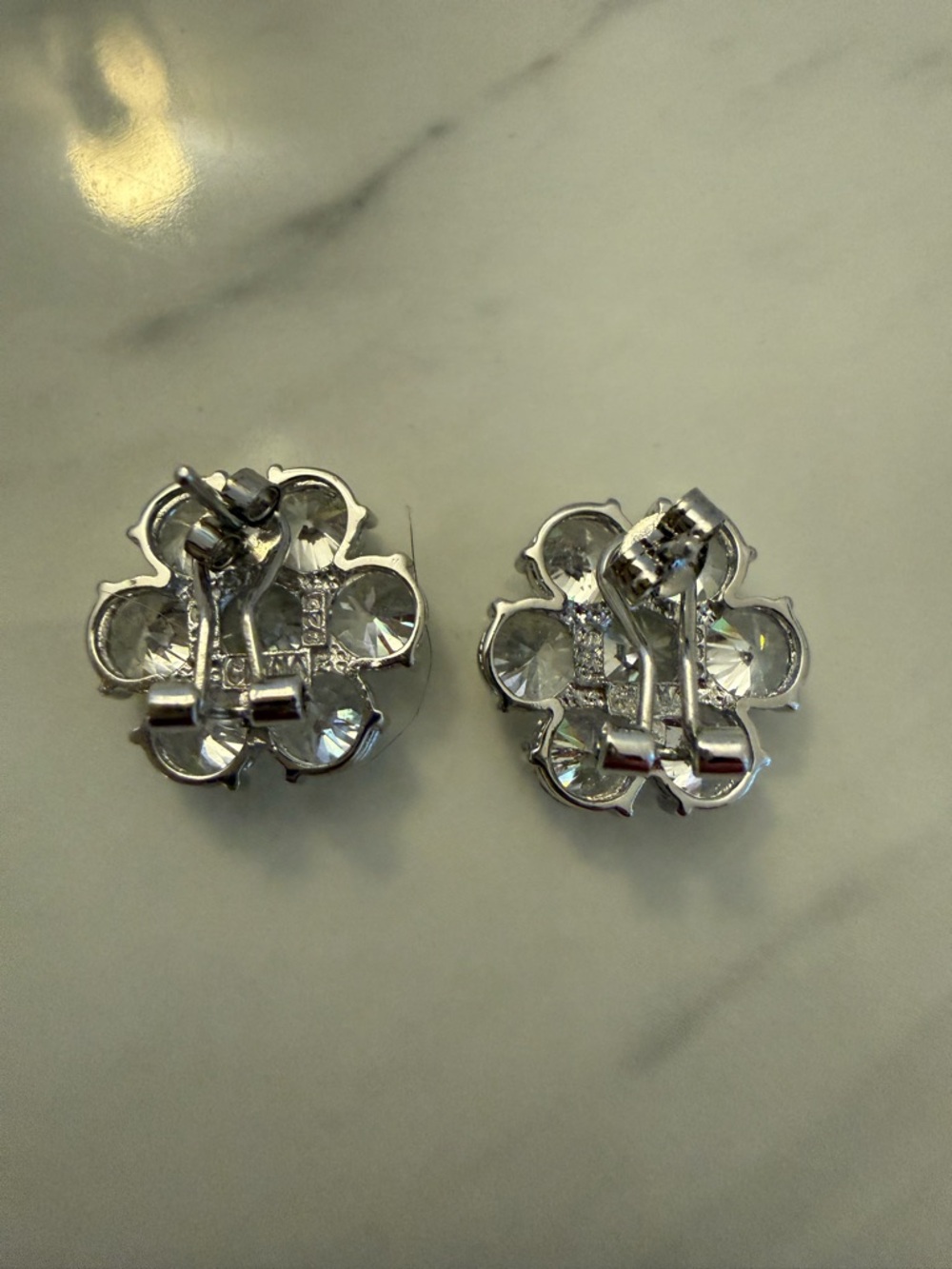 Sterling Silver Flower Stud Earrings - Picture 5 of 7